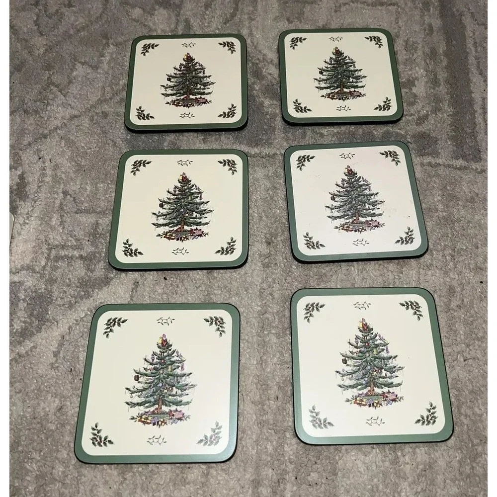 Pimpernel‎ Christmas Tree Collection Cork-Backed Coasters 4